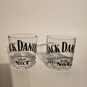 Set of 2 ~Jack Daniels Whiskey Old No. 7  Square Rocks Glasses